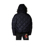 Dolce & Gabbana Black Quilted Fur Shearling Hooded  Jacket