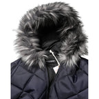 Dolce & Gabbana Black Quilted Fur Shearling Hooded  Jacket