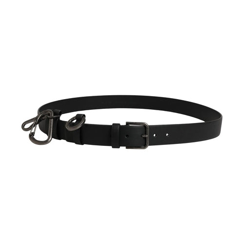 Dolce & Gabbana Black Calf Leather Silver Metal Buckle Belt