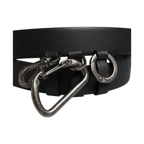Dolce & Gabbana Black Calf Leather Silver Metal Buckle Belt