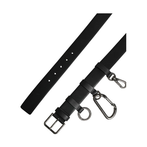 Dolce & Gabbana Black Calf Leather Silver Metal Buckle Belt