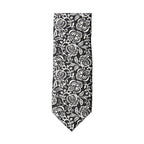 Dolce & Gabbana Black White Floral Fantasy Silk Adjustable Necktie Tie