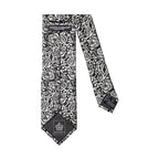 Dolce & Gabbana Black White Floral Fantasy Silk Adjustable Necktie Tie