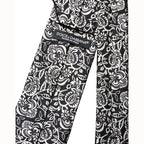 Dolce & Gabbana Black White Floral Fantasy Silk Adjustable Necktie Tie
