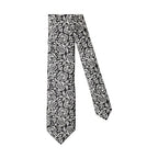 Dolce & Gabbana Black White Floral Fantasy Silk Adjustable Necktie Tie