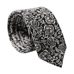 Dolce & Gabbana Black White Floral Fantasy Silk Adjustable Necktie Tie