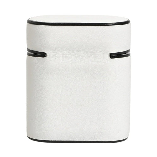Dolce & Gabbana White Calf Leather Logo Print Flip Holder  Airpods Case