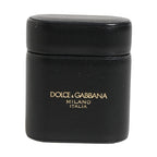 Dolce & Gabbana Black Calf Leather Logo Print Flip Holder Airpods Case