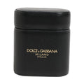 Dolce & Gabbana Black Calf Leather Logo Print Flip Holder Airpods Case