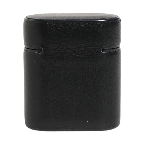 Dolce & Gabbana Black Calf Leather Logo Print Flip Holder Airpods Case
