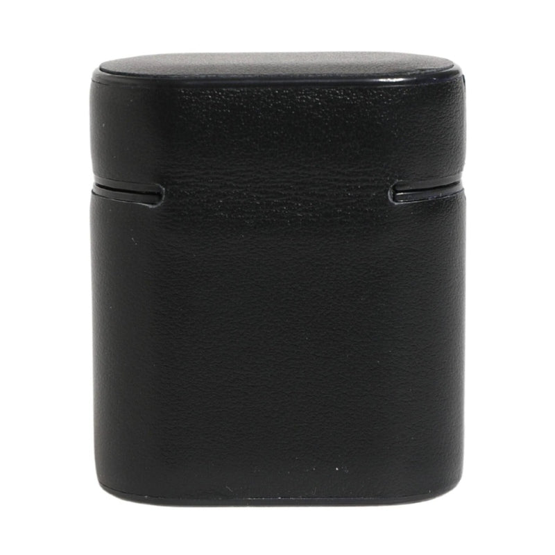 Dolce & Gabbana Black Calf Leather Logo Print Flip Holder Airpods Case