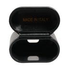 Dolce & Gabbana Black Calf Leather Logo Print Flip Holder Airpods Case