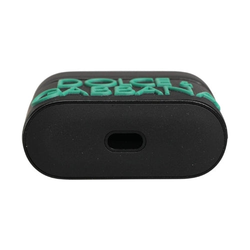 Dolce & Gabbana Black PVC Embossed Logo Flip Holder Women Airpods Case