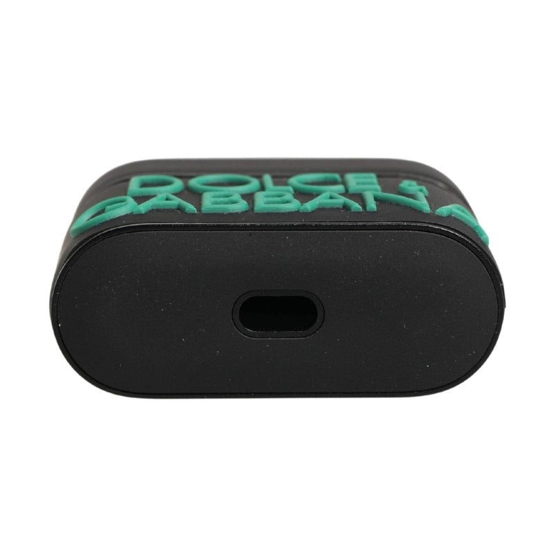 Dolce & Gabbana Black PVC Embossed Logo Flip Holder Women Airpods Case