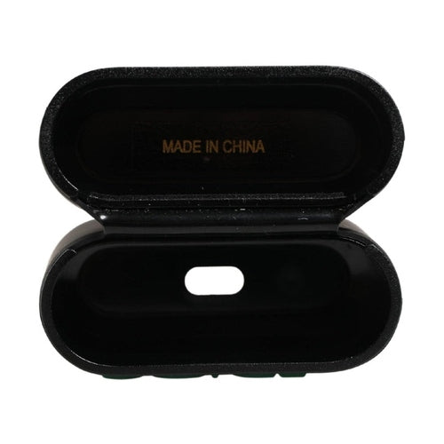 Dolce & Gabbana Black PVC Embossed Logo Flip Holder Women Airpods Case