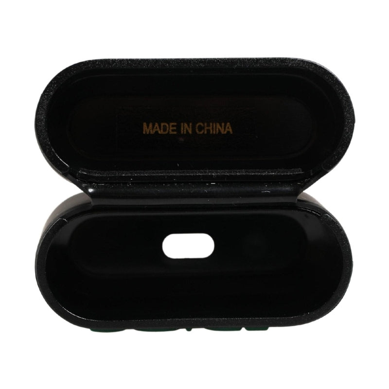 Dolce & Gabbana Black PVC Embossed Logo Flip Holder Women Airpods Case
