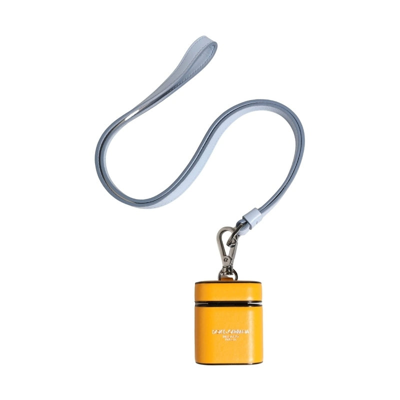 Dolce & Gabbana Case Yellow Calf Leather Logo Flip Holder Strap Airpods