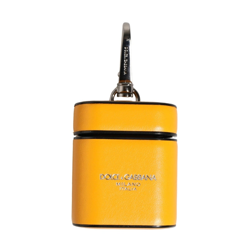 Dolce & Gabbana Case Yellow Calf Leather Logo Flip Holder Strap Airpods