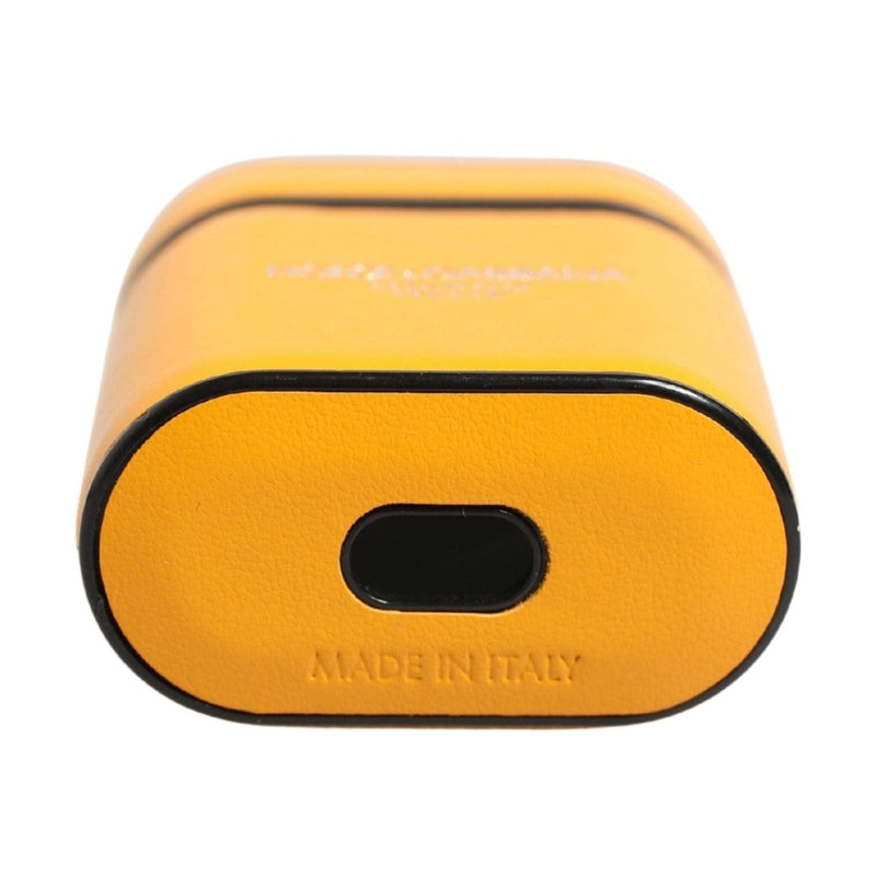 Dolce & Gabbana Case Yellow Calf Leather Logo Flip Holder Strap Airpods