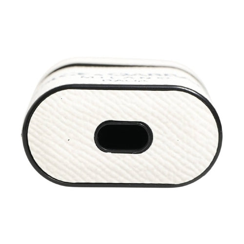 Dolce & Gabbana White Calf Leather Logo Flip Holder Strap Airpods Case