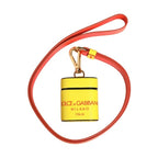 Dolce & Gabbana Yellow Calf Leather Logo Flip Holder Strap Airpods Case