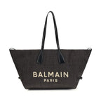 Balmain Black Raffia Shoulder Bag