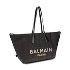 Balmain Black Raffia Shoulder Bag