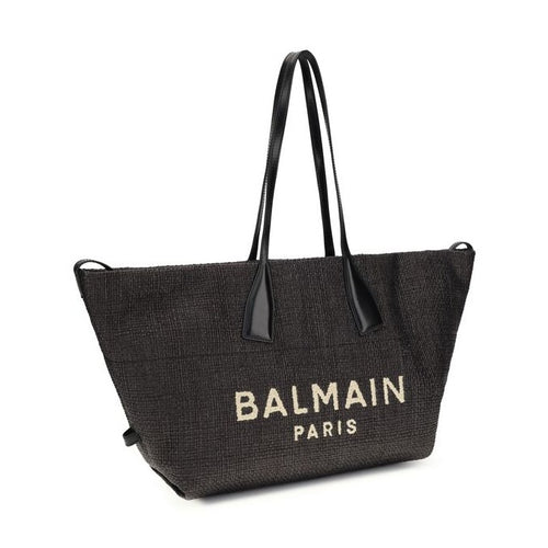 Balmain Black Raffia Shoulder Bag