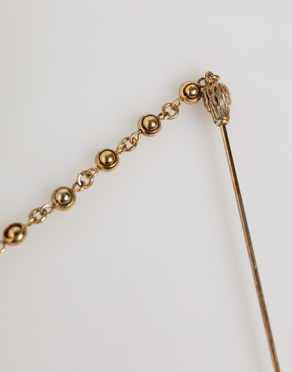 Dolce & Gabbana Black Gold Brass Crystal Chain Women Lapel Pin Brooch