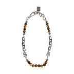 Dolce & Gabbana Silver Tone Brass Chain Beaded Gem DG Logo Bracelet