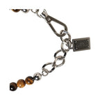 Dolce & Gabbana Silver Tone Brass Chain Beaded Gem DG Logo Bracelet