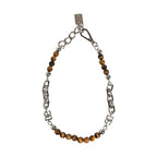 Dolce & Gabbana Silver Tone Brass Chain Beaded Gem DG Logo Bracelet