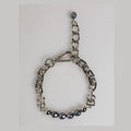 Dolce & Gabbana Silver Tone Chain Lobster Clasp Logo Gray Pearls Bracelet