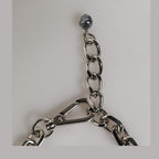 Dolce & Gabbana Silver Tone Chain Lobster Clasp Logo Gray Pearls Bracelet