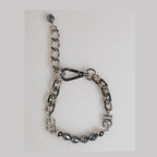 Dolce & Gabbana Silver Tone Chain Lobster Clasp Logo Gray Pearls Bracelet