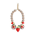 Dolce & Gabbana Gold Brass FRUIT Pendants Flowers Crystal Logo Necklace