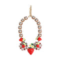 Dolce & Gabbana Gold Brass FRUIT Pendants Flowers Crystal Logo Necklace