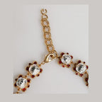 Dolce & Gabbana Gold Brass FRUIT Pendants Flowers Crystal Logo Necklace