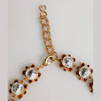 Dolce & Gabbana Gold Brass FRUIT Pendants Flowers Crystal Logo Necklace