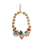 Dolce & Gabbana Gold Brass FRUIT Pendants Flowers Crystal Logo Necklace