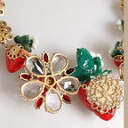 Dolce & Gabbana Gold Brass FRUIT Pendants Flowers Crystal Logo Necklace
