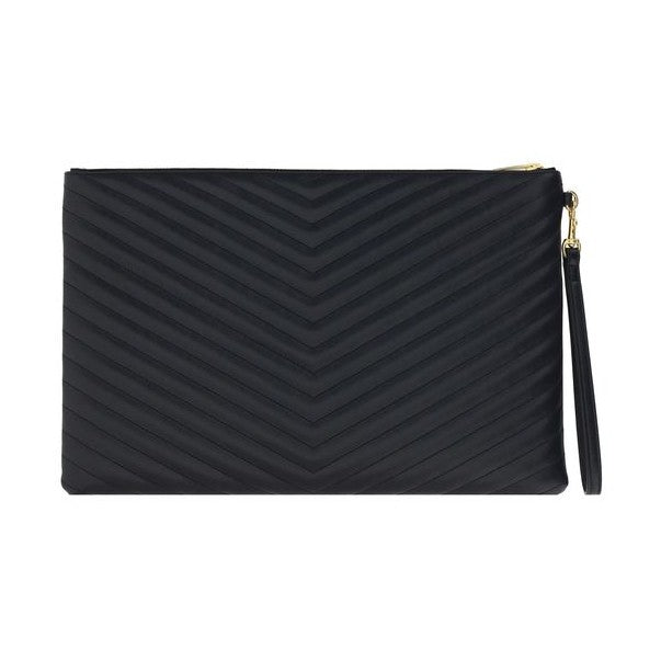 Saint Laurent Black Calf Leather Bos Taurus Clutch Bag