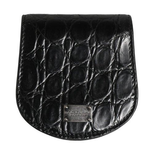 Dolce & Gabbana Black Exotic Skin Condom Case Holder Pocket Wallet