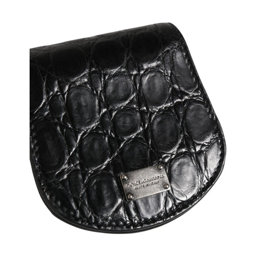 Dolce & Gabbana Black Exotic Skin Condom Case Holder Pocket Wallet