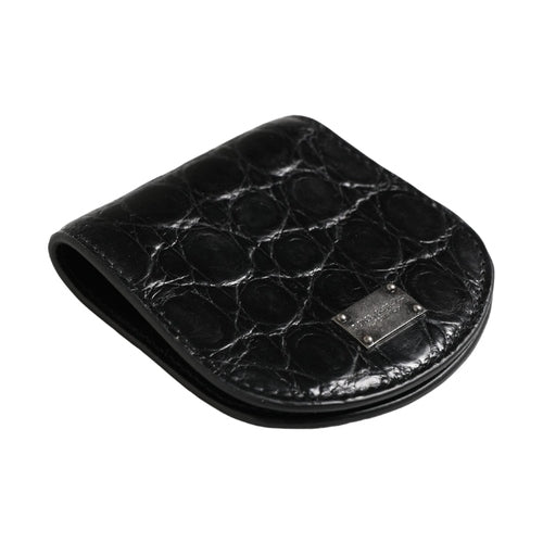 Dolce & Gabbana Black Exotic Skin Condom Case Holder Pocket Wallet