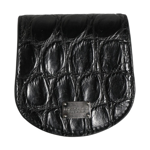 Dolce & Gabbana Black Exotic Skin Condom Case Holder Pocket Wallet