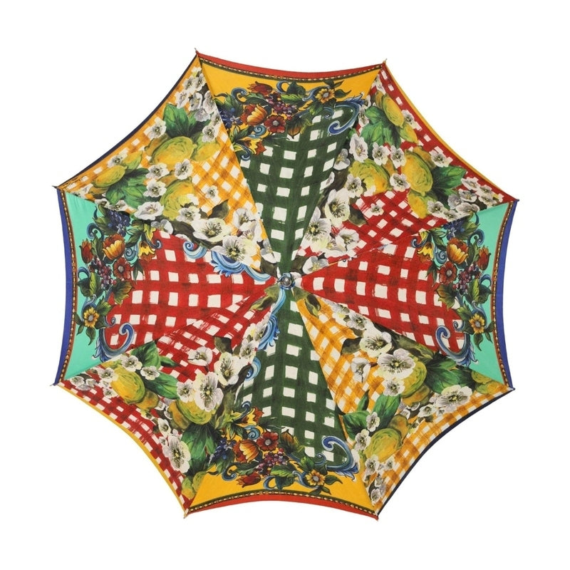 Dolce & Gabbana Multicolor Carretto Siciliano Print Collapsible Umbrella