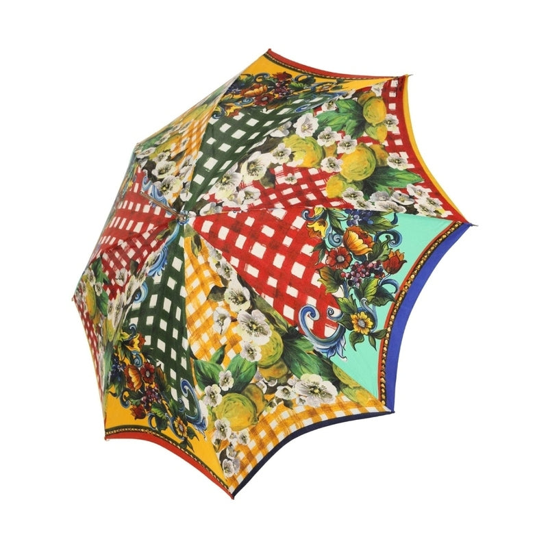 Dolce & Gabbana Multicolor Carretto Siciliano Print Collapsible Umbrella