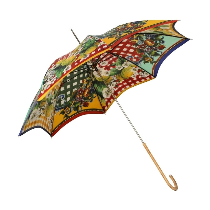 Dolce & Gabbana Multicolor Carretto Siciliano Print Collapsible Umbrella