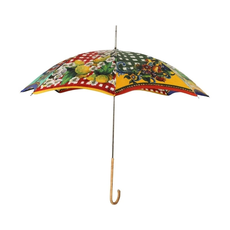 Dolce & Gabbana Multicolor Carretto Siciliano Print Collapsible Umbrella